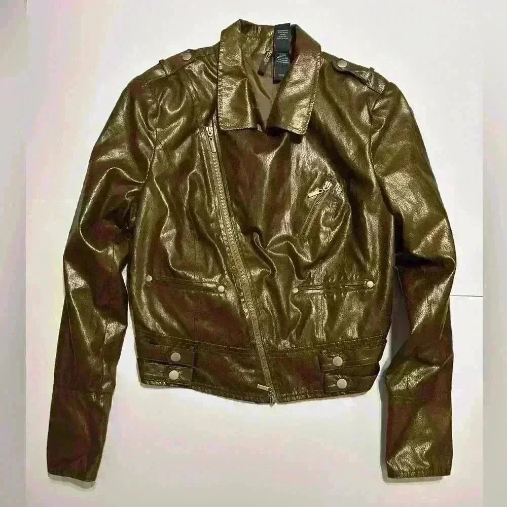 NWT Bisou Bisou Moto Jacket Copper Faux Leather